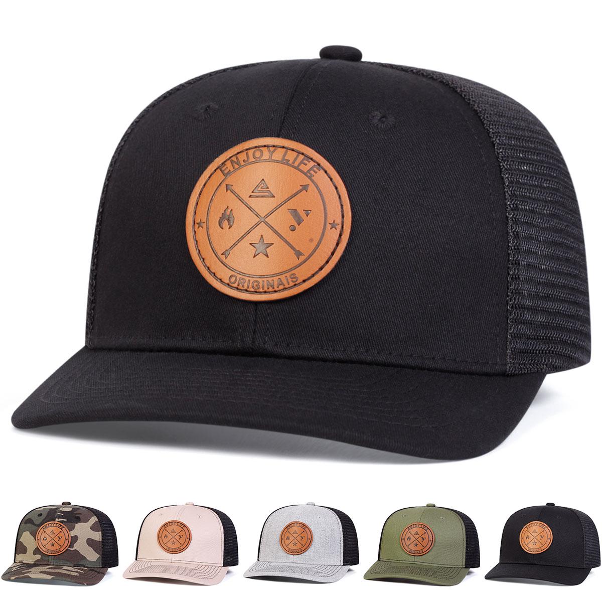Yiran Bag Women's 1Piece Unisex Enjoy Life Round Leather Label Baseball Net Cap Spring Autumn Outdoor Adjustable Sunscreen Leisure Hat Travel