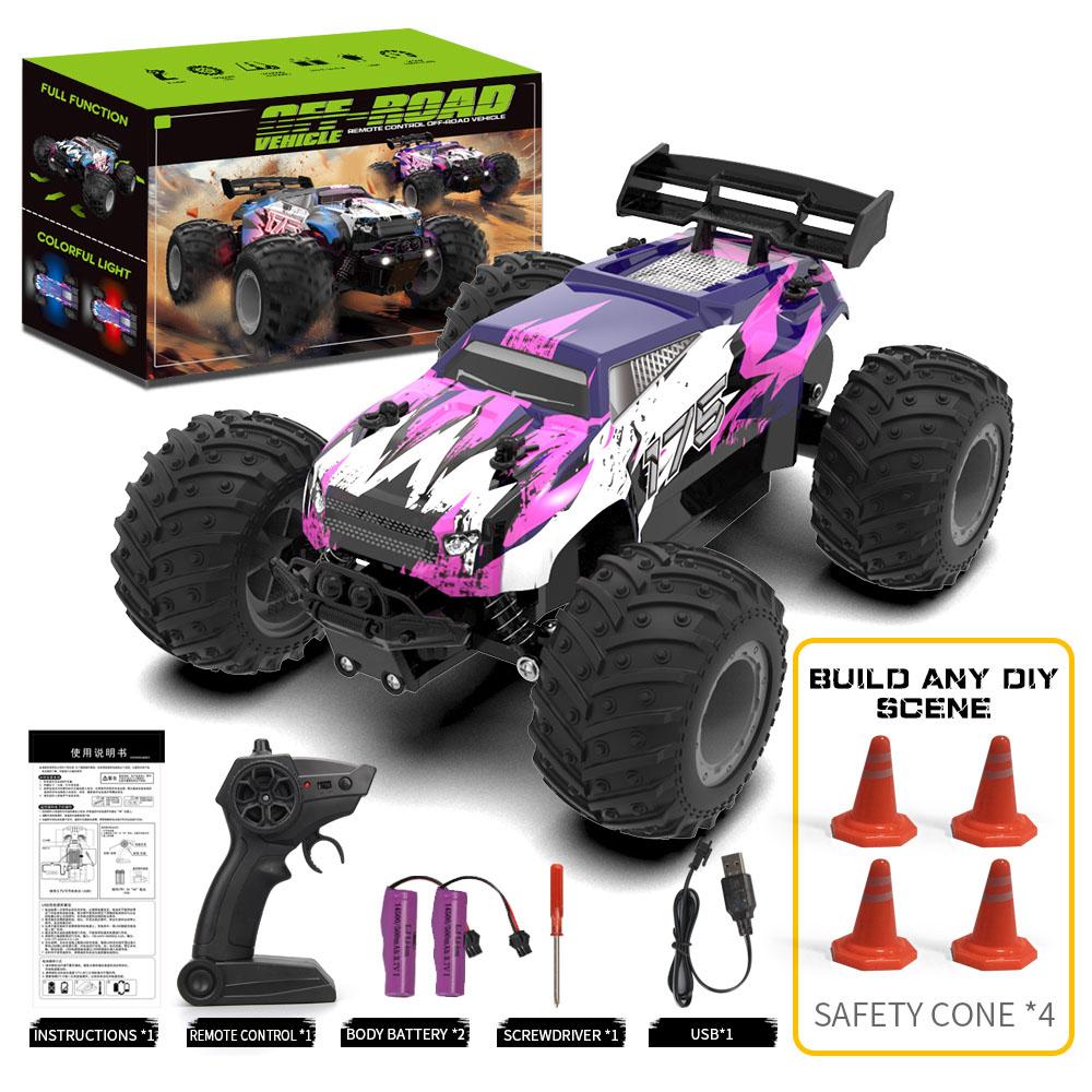 Non-Toxic Jjrc Q175 Rc Car Cool Lights 1:18 Big Wheel 2.4G 2Wd Rc Truck All Terrain Off Road 20Km/H High Speed Rc Racing Car Toy For Adult