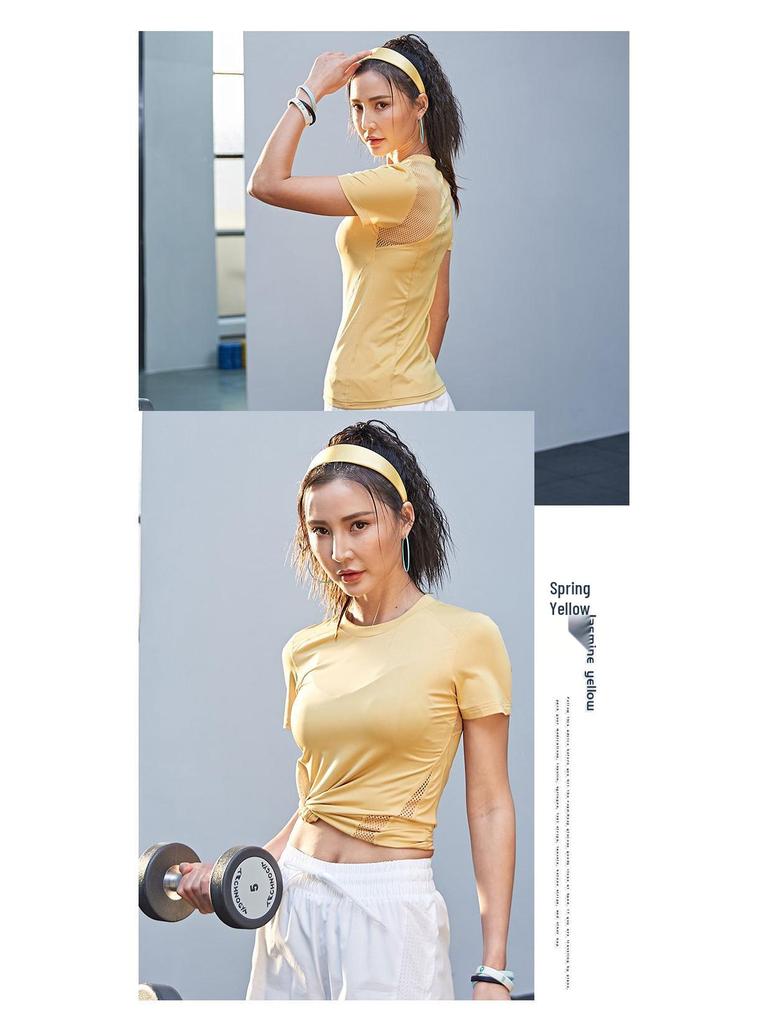 Women's Quick-dry Slim Fit Running T-shirt – High Stretch, Breathable Mesh Sports Top for Fitness & Yoga