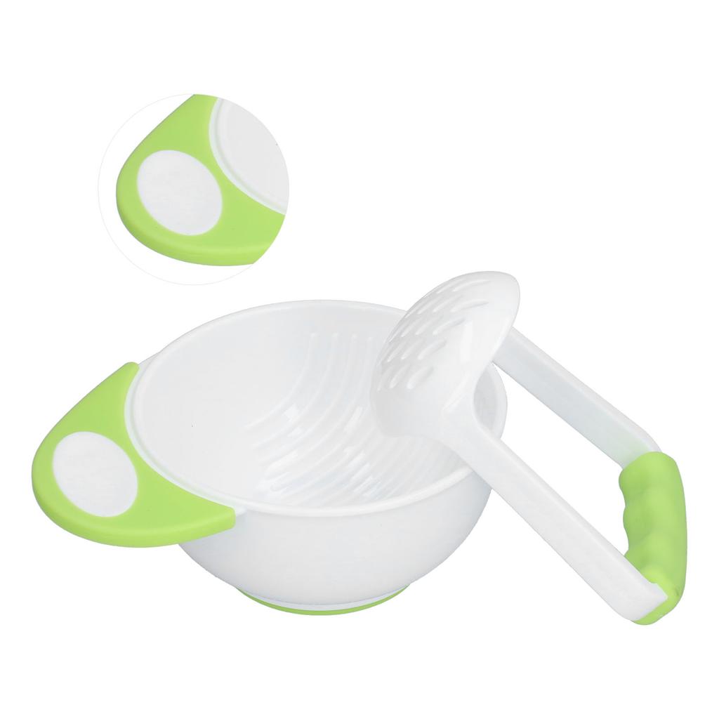 Baby Food Masher Bowl Set Non Slip Long Bowl Handle Fruit Vegetable Puree Mash Bowl with Grinding