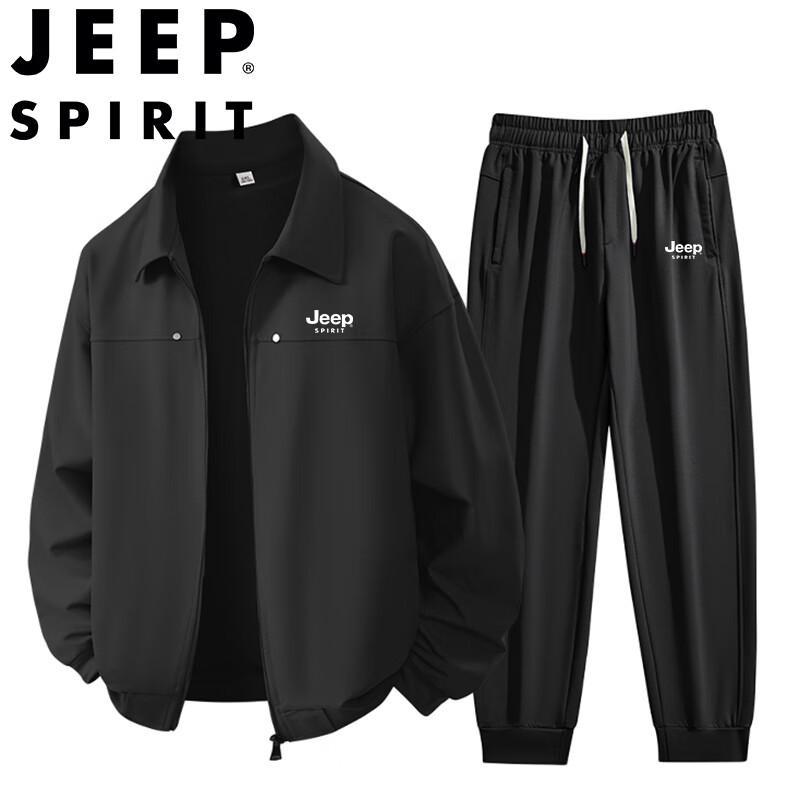 JEEP SPIRIT Men's Spring Autumn Versatile Two-Piece Set