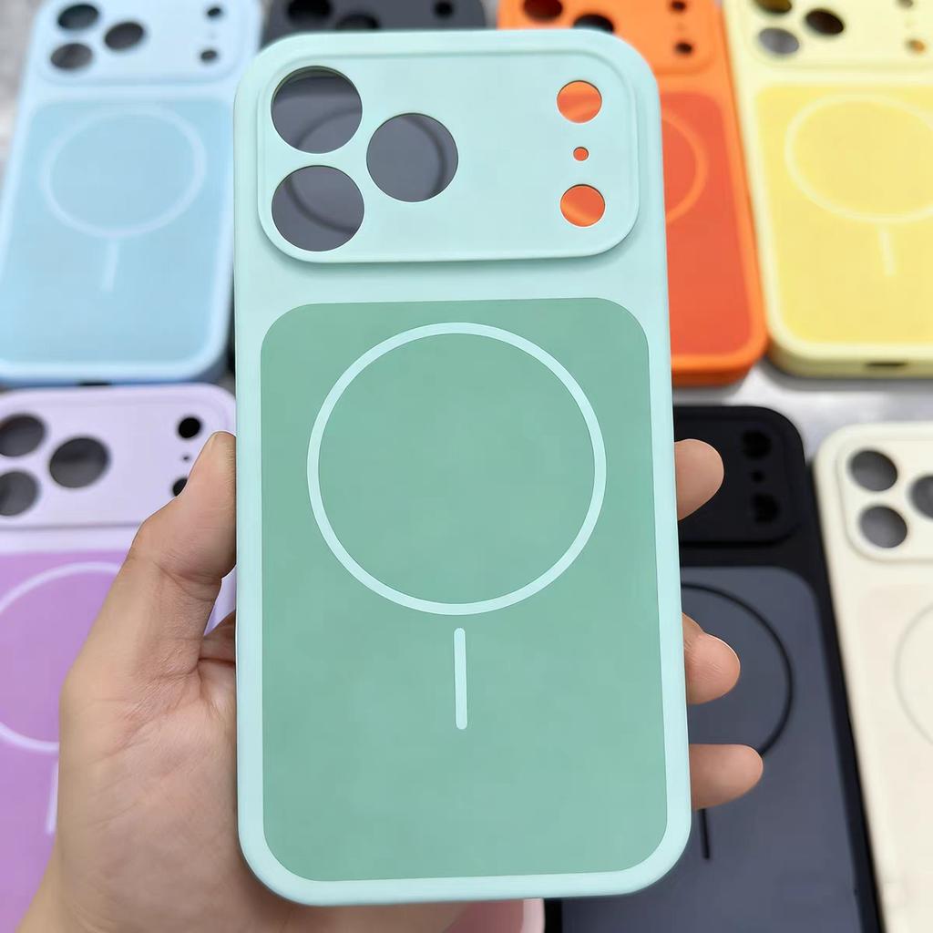 Official Liquid Silicone For Magsafe Dual Color Phone Case For iPhone 17 Pro Max Original Orange Shockproof Magnet Charge Cover