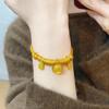 Yellow God of Wealth Bracelet: Women's Chinese Style with Chasing Engraving for Peace and Happiness