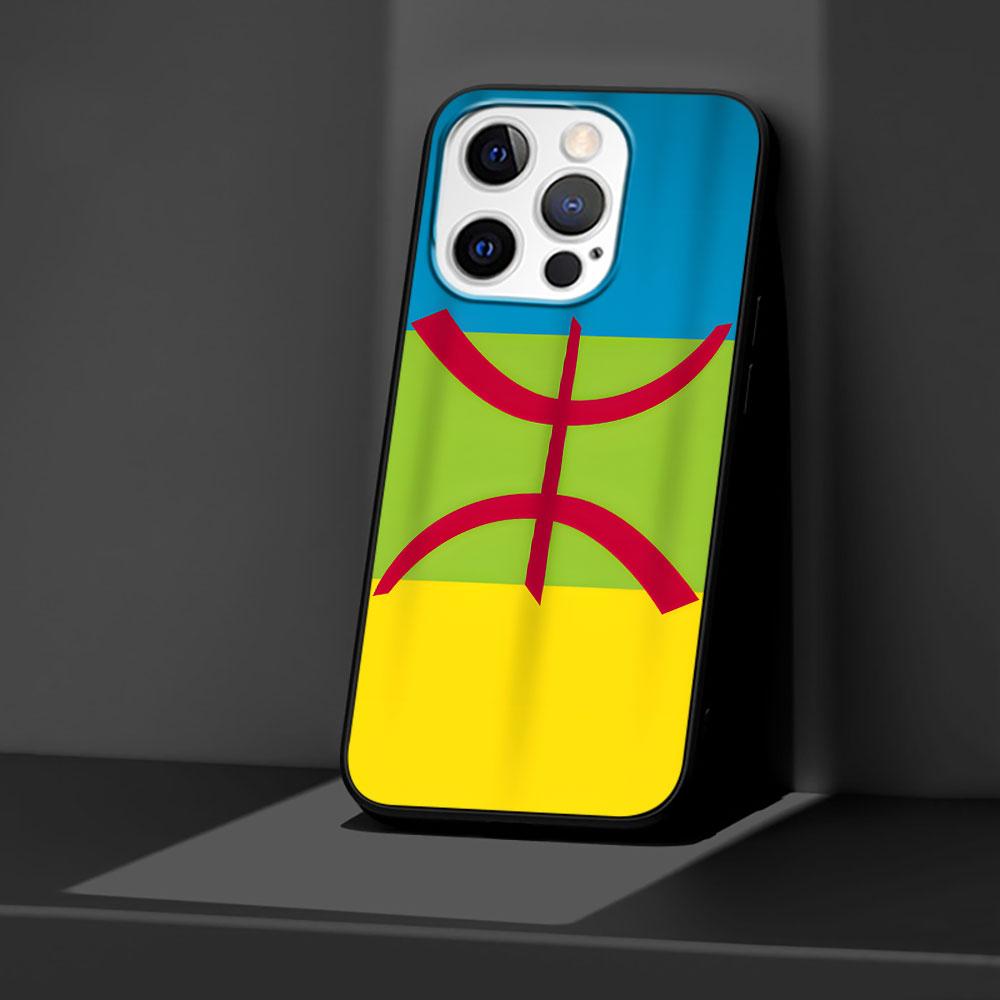 Flag Amazigh Berber Case for Apple iPhone 14 11 7 SE 2020 8 X XS 13 12 Mini XR 15 Pro Max Silicone Black Soft Phone Cover