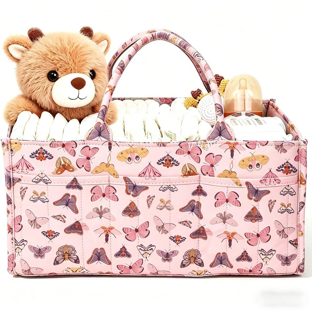 Cesto Portaoggetti Grande Capacità per Nursery Borsa Pannolini Portatile Regalo per Baby Shower