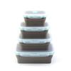 350ml Rectangular Lunch Box with Blue Trim, Gray Bento Food Storage Container for Work, School and Picnic