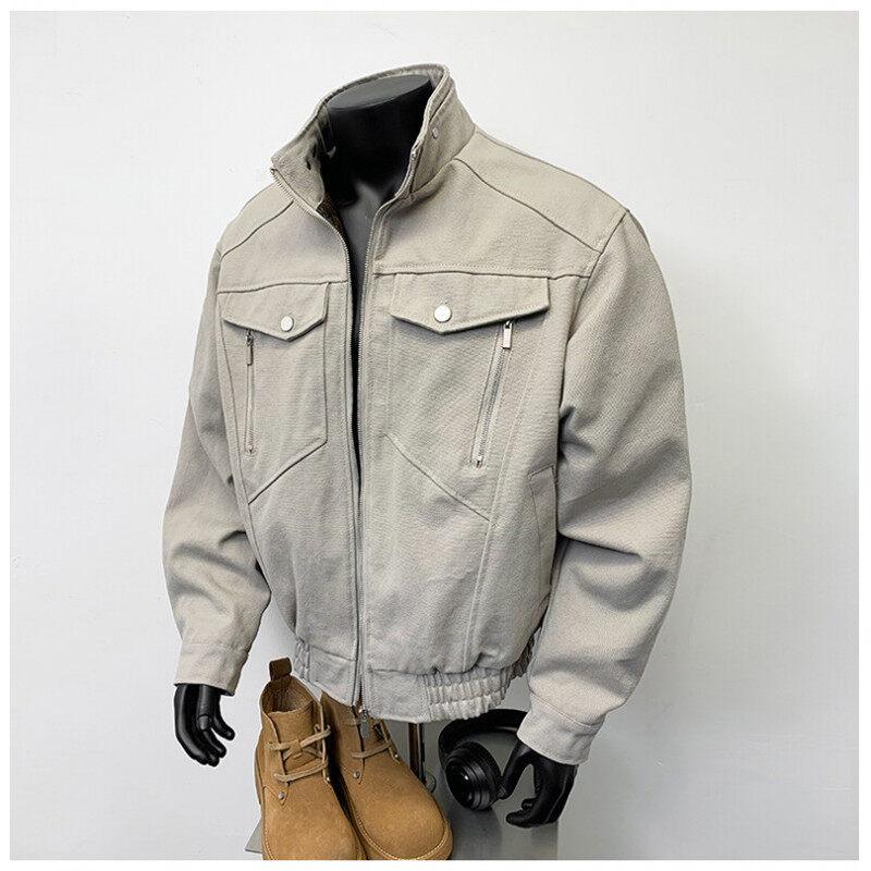 

Spring New Year of the Snake Limited Mountain Python Jacket Heavy Short Tooling Jacket Men s Fashion Design Top Trend 3XL бежевый