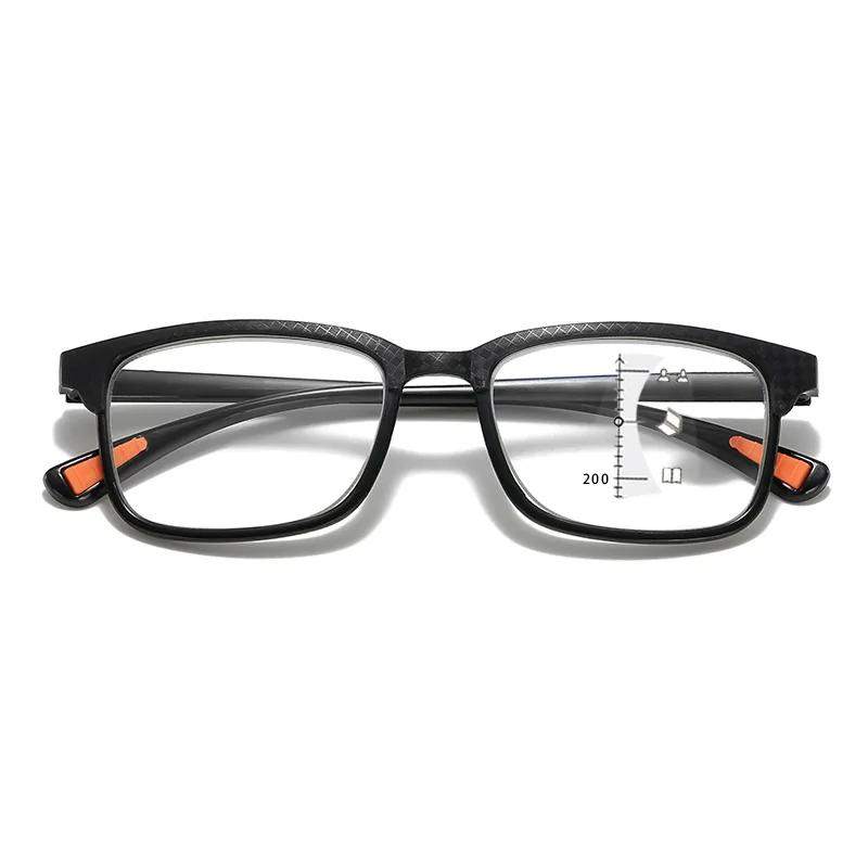 Fashion Square Frame Progressive Multifocal Reading Glasses for Men Women Anti Blue Light Presbyopia Eyeglasses diopter +1.0+2.5