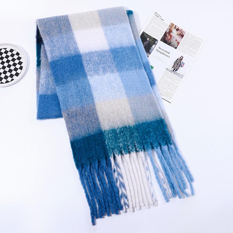 Men's and Women's Thick Woolen Scarf: Solid Color Knitted, Warm, Tassel-Edged, Imitation Cashmere for Winter