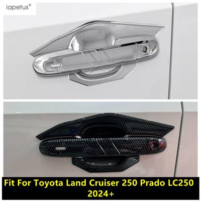 Side Door Handle Decoration Cover Trim For Toyota Land Cruiser Prado 250 LC250 2024 2025 ABS Chrome / Carbon Fiber Accessories