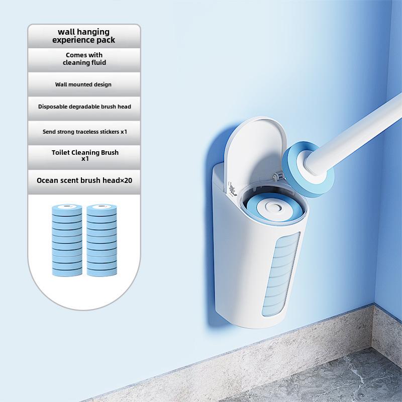 Disposable Wall-Mounted Bathroom Cleaning Brush with Replacement Heads