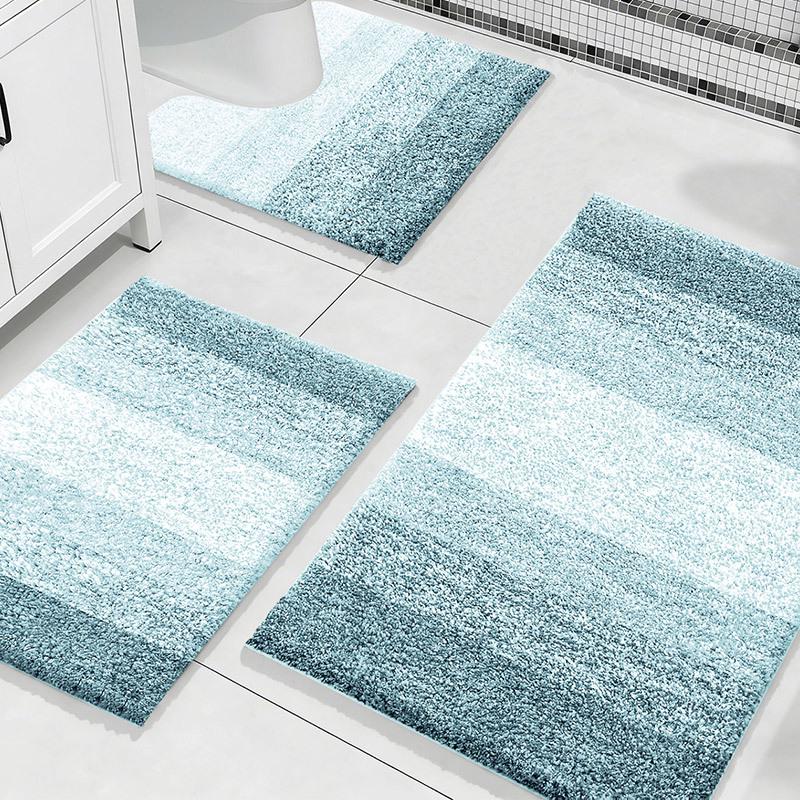 Set di Tappetini da Bagno Ispessiti in Floccato: Assorbente, Antiscivolo, Set da 3 Pezzi per WC
