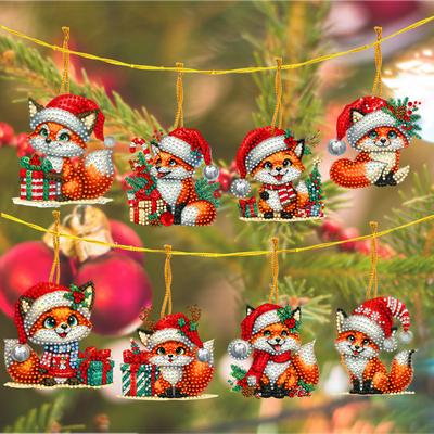 8Pcs Acrylic Special Shaped Christmas Cartoon Hanging Diamond Art Kits 5D DIY Diamond Art Hanging Decorations Bedroom Decoration