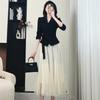 Spring Fashion: Elegant Goddess Skirt Set (Top + Midi Skirt) D0481