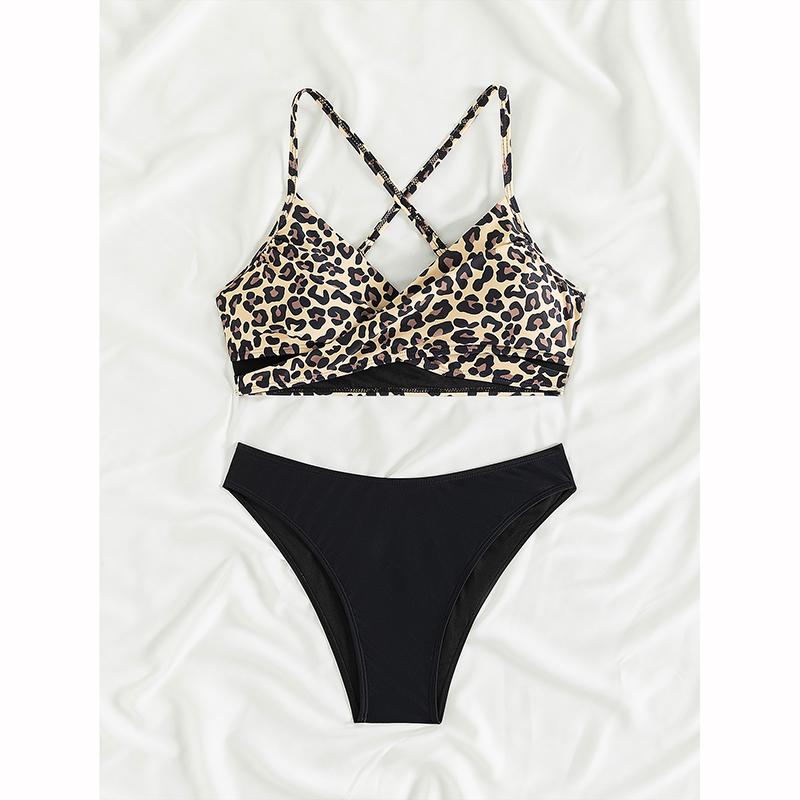 Sexy Leopard Mikrobikini 2025 Dame Badedrakt Kvinnelig Badetøy Høy Midje Bikini Sett Strandklær Badeklær