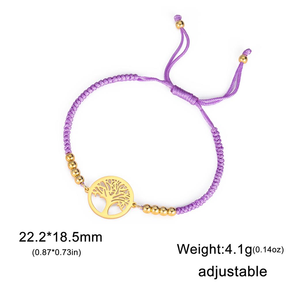  Classic Tree of Life Bracelet for Women Men Fashion Red/Black/Purple Color Rope Chain Bracelets Stainless Steel Jewelry