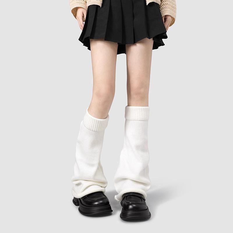 

Однотонные женские вязаные гетры с расклешенным голенищем - длинные носки в стиле Y2K для весны и осени Sock Layer