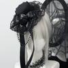 Lace Headpiece Gothic Lolitas Headwear Subcultures Hair Accessories Rose Bead Chain Headdress Top Hat Hair Clips Gifts
