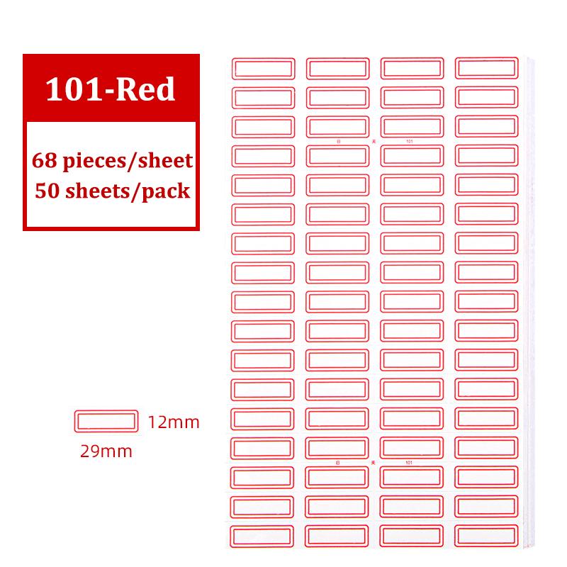 Self-Adhesive Label Stick,50 Sheets/Pack Adhesive Paper,Handwritten Blank Red Blue Category Tags,Office And School Supplies