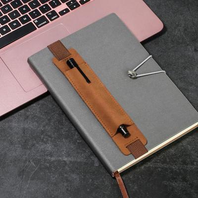 1Pc Pen Bag Pencil Case Elastic Buckle Pen Clip Pu Leather Pen Holder Portable Lightweight Office Meeting Supply