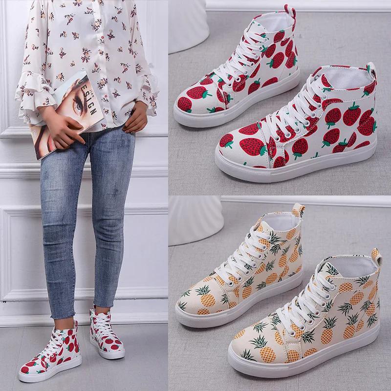 Pánské plátěné boty s vysokým svrškem Módní obuv Potisk Pánské ležérní tenisky Cool pouliční značkové boty Klasická pánská vulkanizovaná obuv