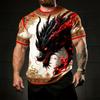 Europe America Summer Men's T-Shirt Dragon Pattern 3D Print Tees Top Loose Short Sleeve Streetwear Vintage Oversized Women T-shirt