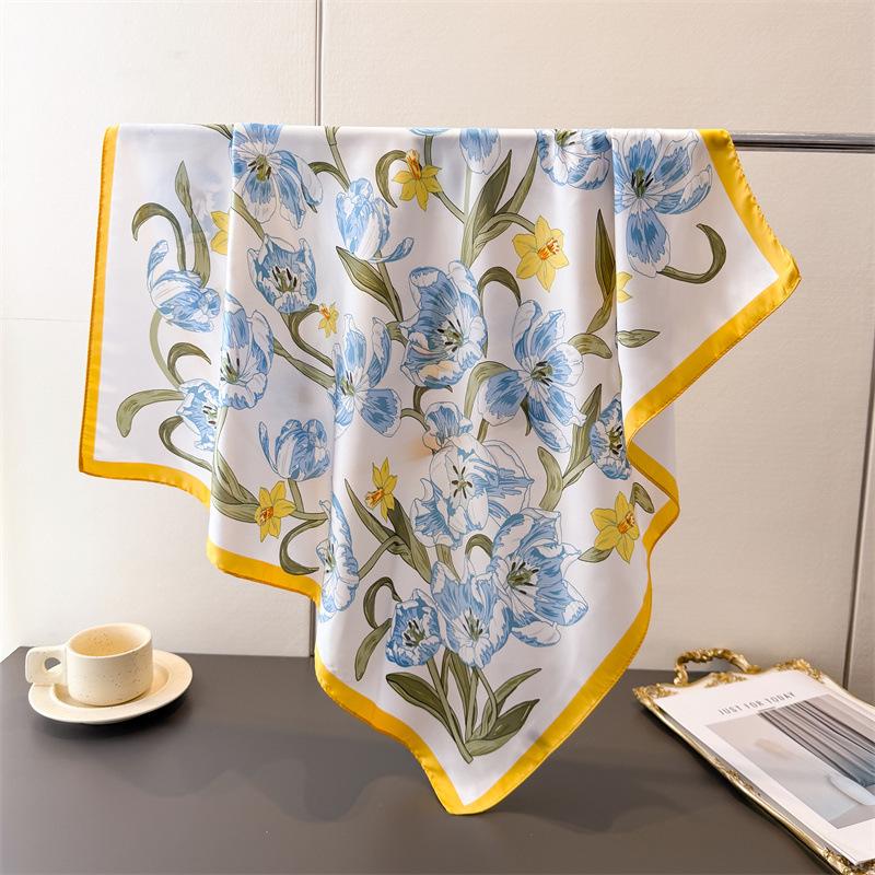 

70*70cm Women Square Silk Scarf/scarves Luxury Wrap 2026 Hair Tie Band Bag Warp Soft Neckerchief Hijab Headscarf Female Foulard 70x70cm