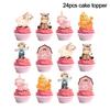 Pink Farm Animals Birthday Decor Disposable Tableware Set Paper Banner Floral Plates Baby Shower Girl Birthday Party Decorations