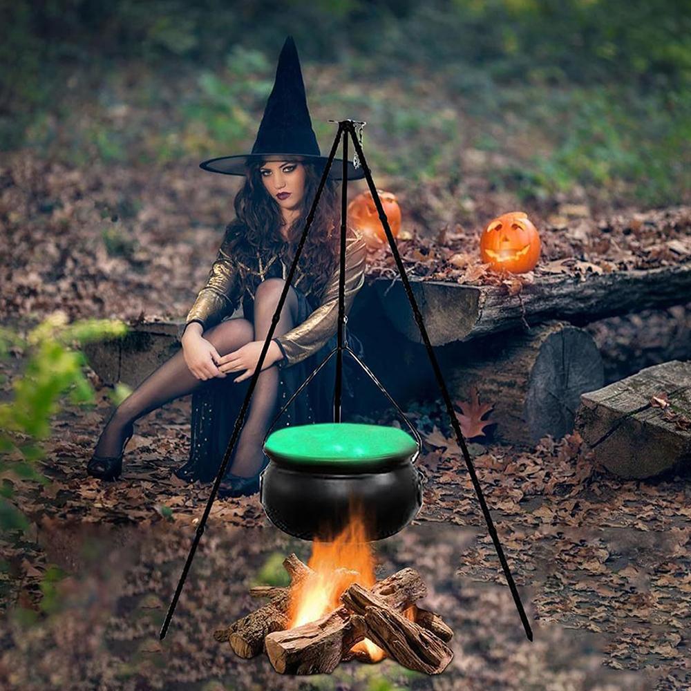 Bowl Halloween Party Decoration Large Witches Cauldron on Tripod with Lights Candy Bucket Decoration for Home Decor Porch Indoor