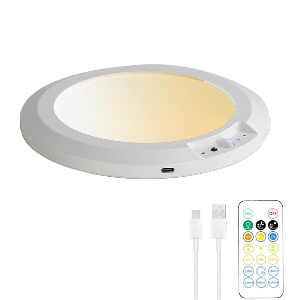 USB Rechargeable Battery PIR Motion Sensor Ceiling Light 3Colors CCT Dimmable Lamp Remote Control Timer Wireless LED Flush Mount 1PCS