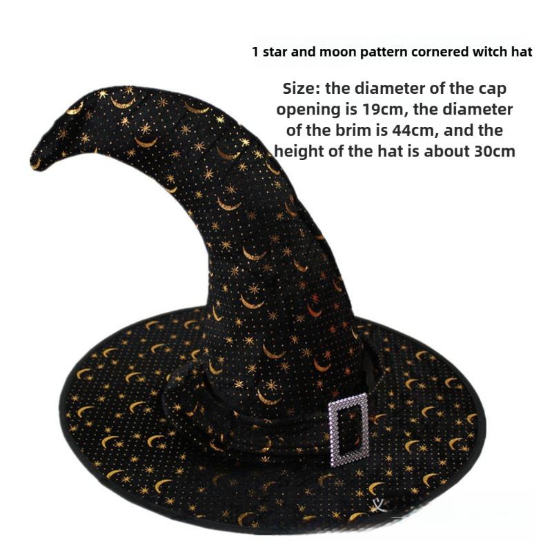 Halloween Prom Party Hat Witch Hat Witch Hat Veil Hat Printed Pumpkin Hat Black Tip Hat
