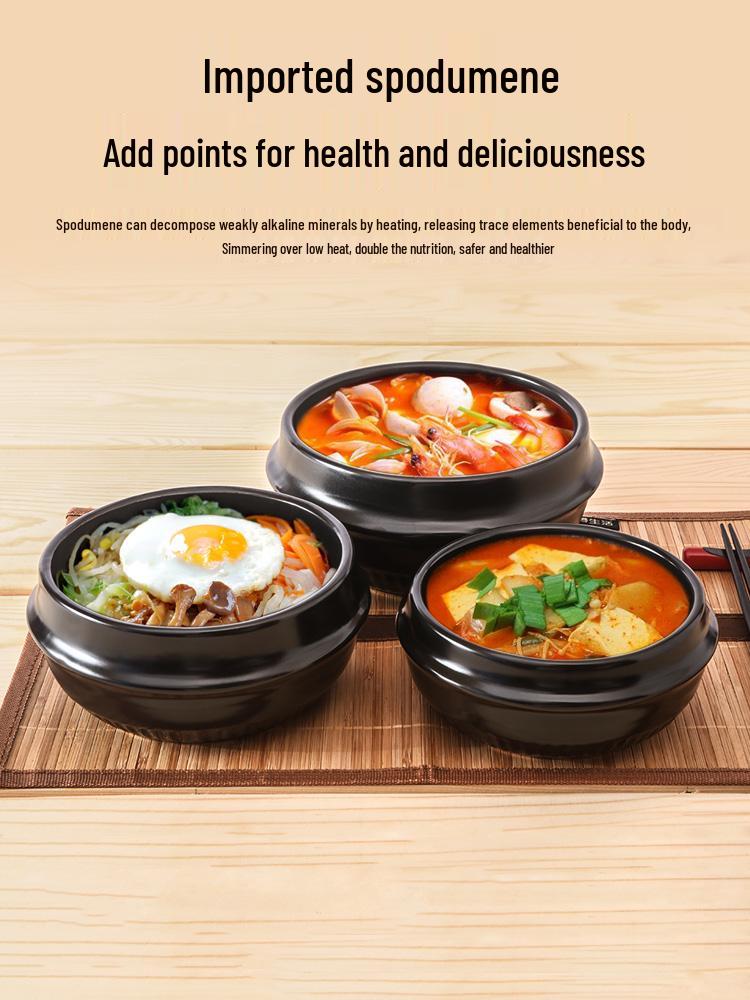 Korean Heat-Resistant Stone Bibimbap Pot - Small Clay Pot for Gas Cooking Soup, Rice, or Noodles.