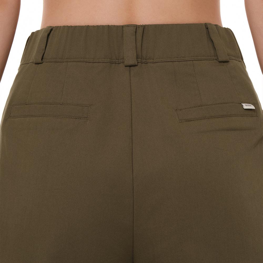 ANDAR Cotton Blend Half-Banding Single-Pleat Wide Slacks
