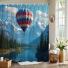 Hot Air Balloon Shower Curtain Mountain Lake Landscape Print Polyester Bath Curtain With Hooks For Nature Adventure Decor