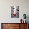 Framed - Modern City Streets, Red Umbrella Print, Multiple Scene Display, Framed Canvas Poster - Vibrant Decorative Artwork