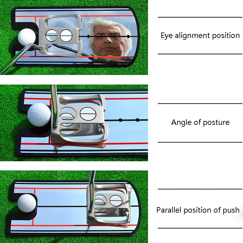 Zrcátko pro zarovnání puttů v golfu, oční linka, nácvik golfového švihu, pomůcky pro trénink golfového švihu, zrcátko pro puttery, trenažér golfového švihu