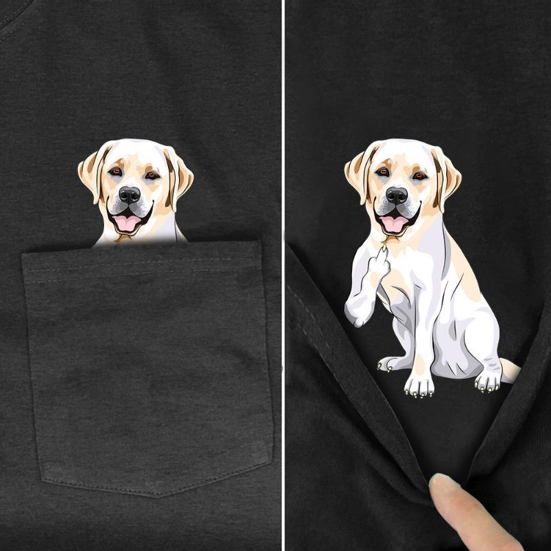 2D Printed Pure Cotton Short Sleeved Pocket T-shirt Suitable for Both Men Women Shapi Dog Entertainment Series T-Shirts Unisex