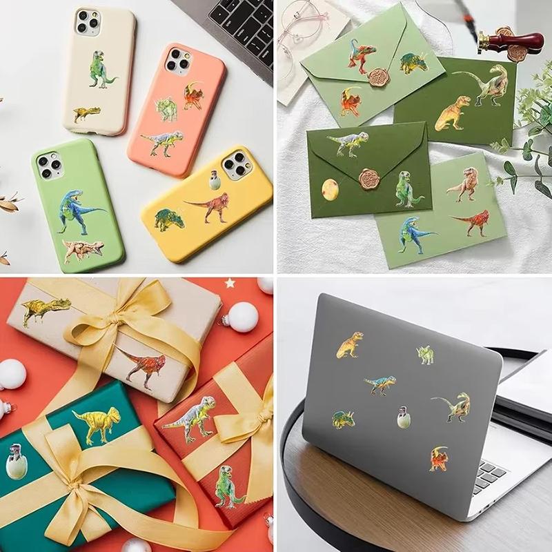 6pcs/set Children Sticker Real Animals Dinosaurs Cats Dogs Stickers Girls Boys Gifts Scrapbook Album DIY Decoration Toy TMZ