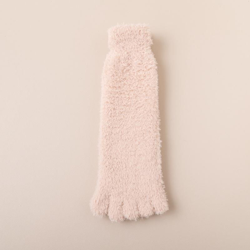 

10Pair Coral Fleece Five-Toed Socks Winter Sub-Toe Socks Children S Fleece Thickened Warm Medium Tube Women S Socks Solid Color Five-Finger Socks One size легкие хаки