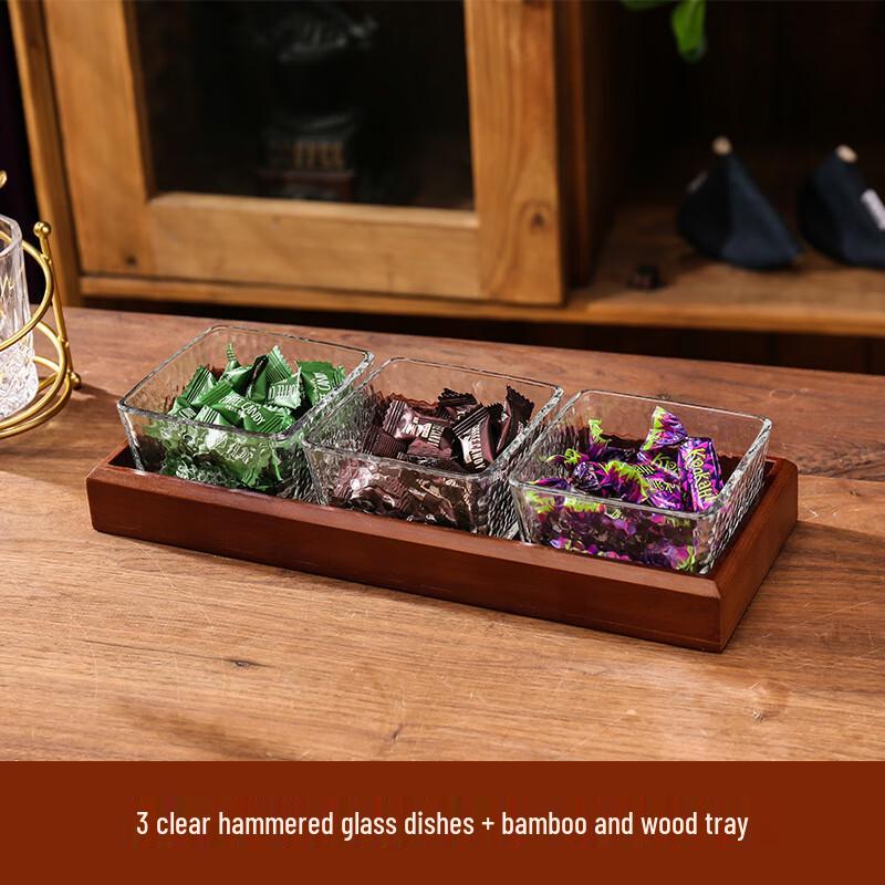 

Divided Hammered Glass Fruit & Snack Tray Set