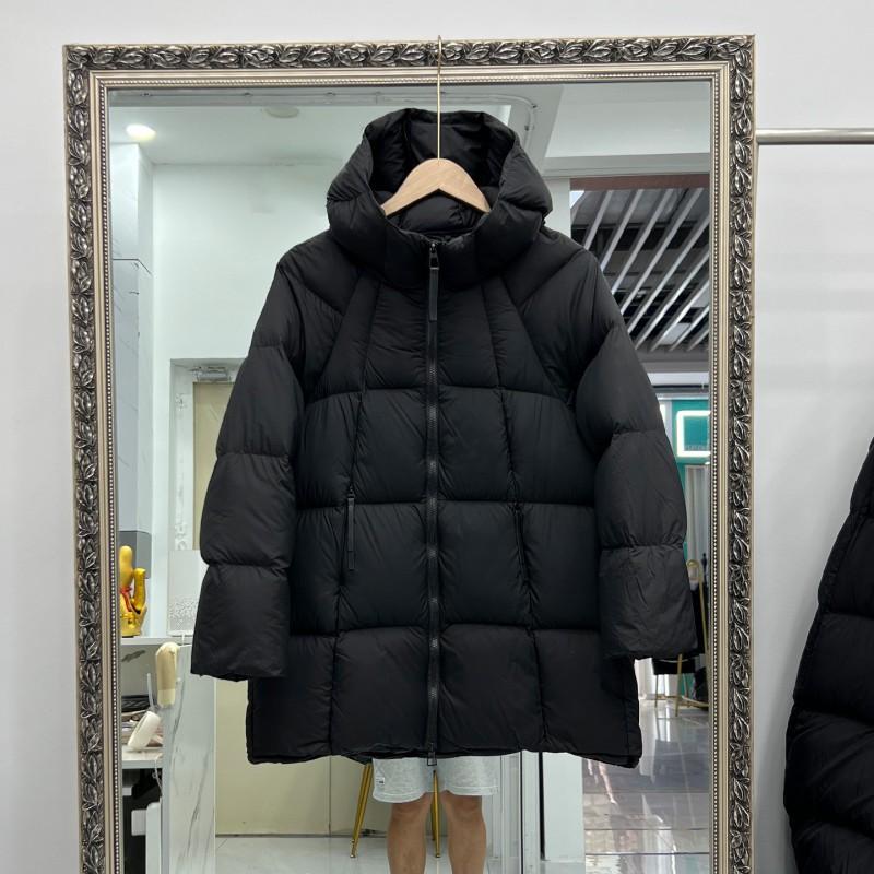 Womens Mid-Length Puffer Coat 90% White Duck Down Loose Fit Winter Warm Hooded Jacket Daily Commute