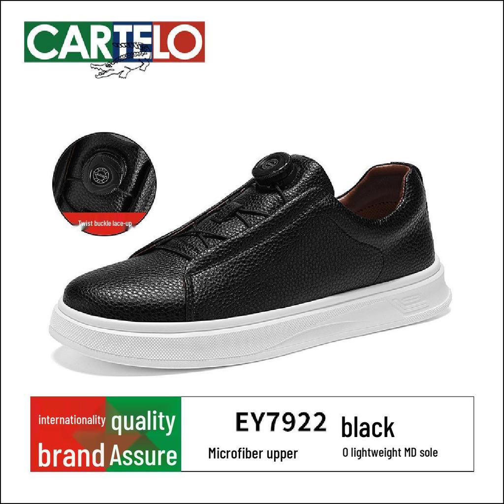 Cardile Crocodile Men's Autumn Skate Shoes: Comfortable, Thick-Soled, Slip-On Leather Casuals