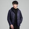 Mens Lightweight Short Down Jacket Hooded Stand Collar Winter Warm Outerwear 90% White Duck