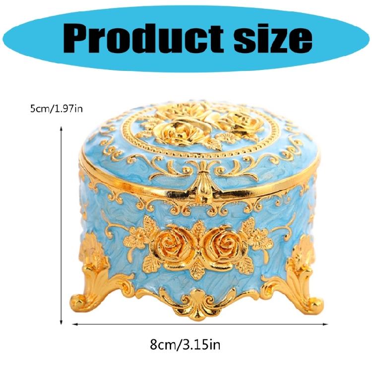 Elegant Enamel Jewelry Storage Decorative Vintage Metal Accessories Box Desktop Organiser For Rings Bracelets Chain