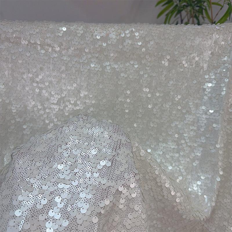 Double Layer Thick Scale Sequins Fabric Glitter Embroidered Material for handmade Sewing Show Evening Dresses Gown Materials
