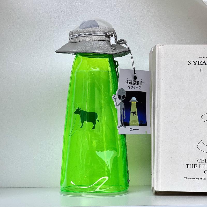 Leuke Grappige Alien Pennenzak Cartoon Draagbaar Grote Capaciteit Ufo Schrijfwaren Opbergtas Broche Pop Display Tas Studentenbenodigdheden