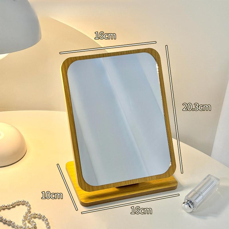 Large Desktop Wooden Makeup Mirror Simple Decorative Mirrors Portable Folding Cosmetic Mirror for Student Dormitory Supplies