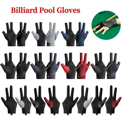 Open Finger Billiard Pool Gloves Adjustable Sticker Polyester Snooker Billiards Gloves Smooth Soft Portable Training Accessories