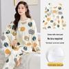 Women's 2025 Long-Sleeve Cartoon Pullover Pajamas with Chest Pad - Versatile Cotton Set for Indoor/Outdoor Wear (Autumn/Winter).