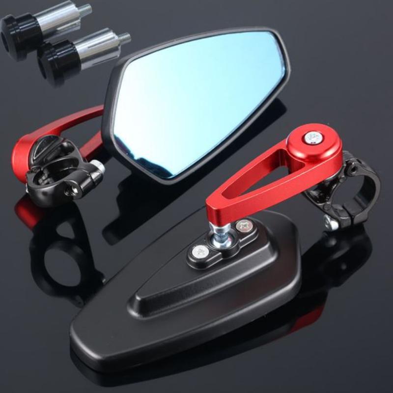 1 Pair Aluminum Alloy Motorcycle Rearview Mirrors Universal Adjustable Anti-shake for Scooters ATVs Street Bikes